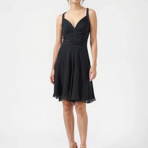 WHITE HOUSE BLACK MARKET Midi Silk Halter Dress Black Size 0 - Picture 1 of 4